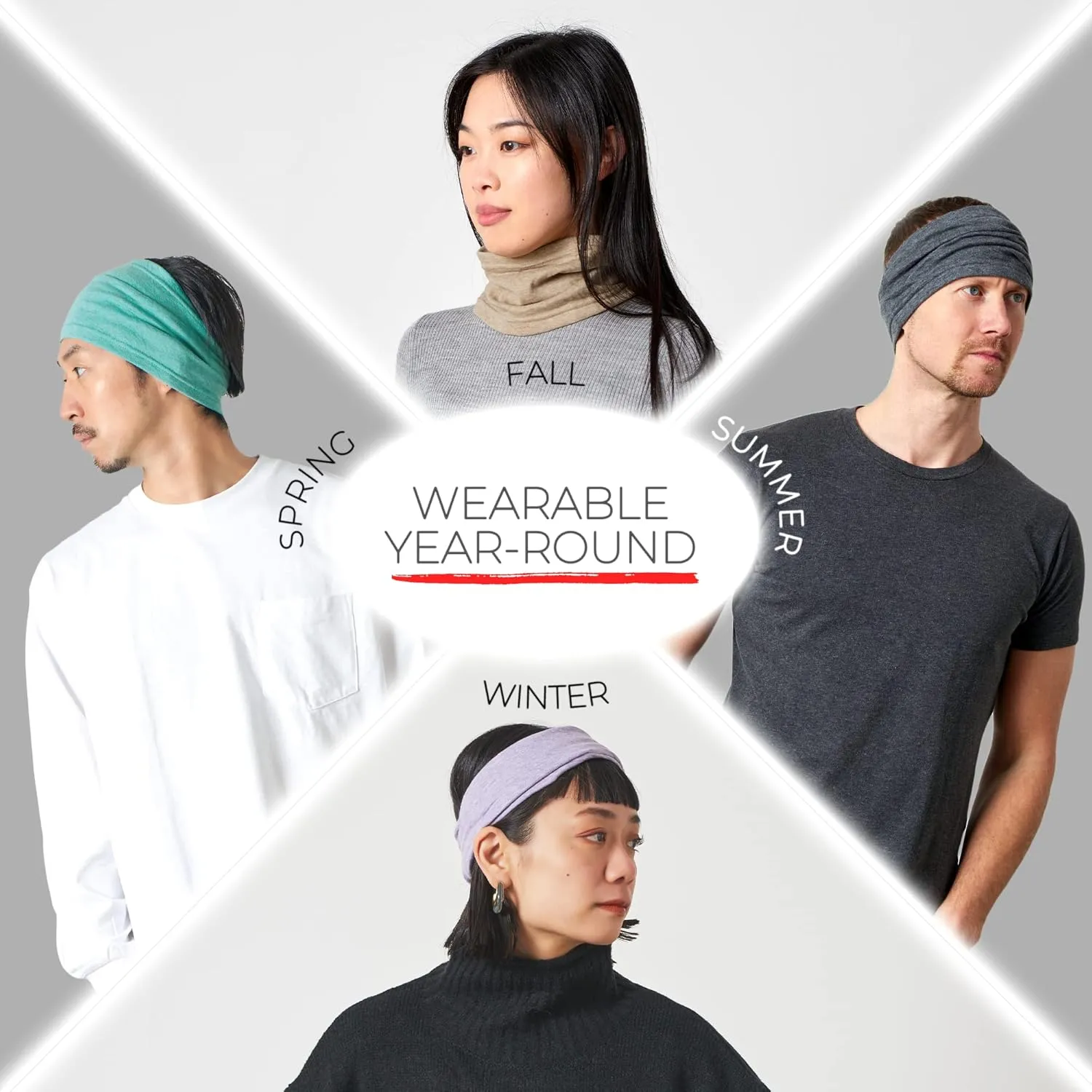 100% Organic Cotton Neck Gaiter - All Season Mens Womens Wide 2 in 1 Headband Loop Infinity Scarf