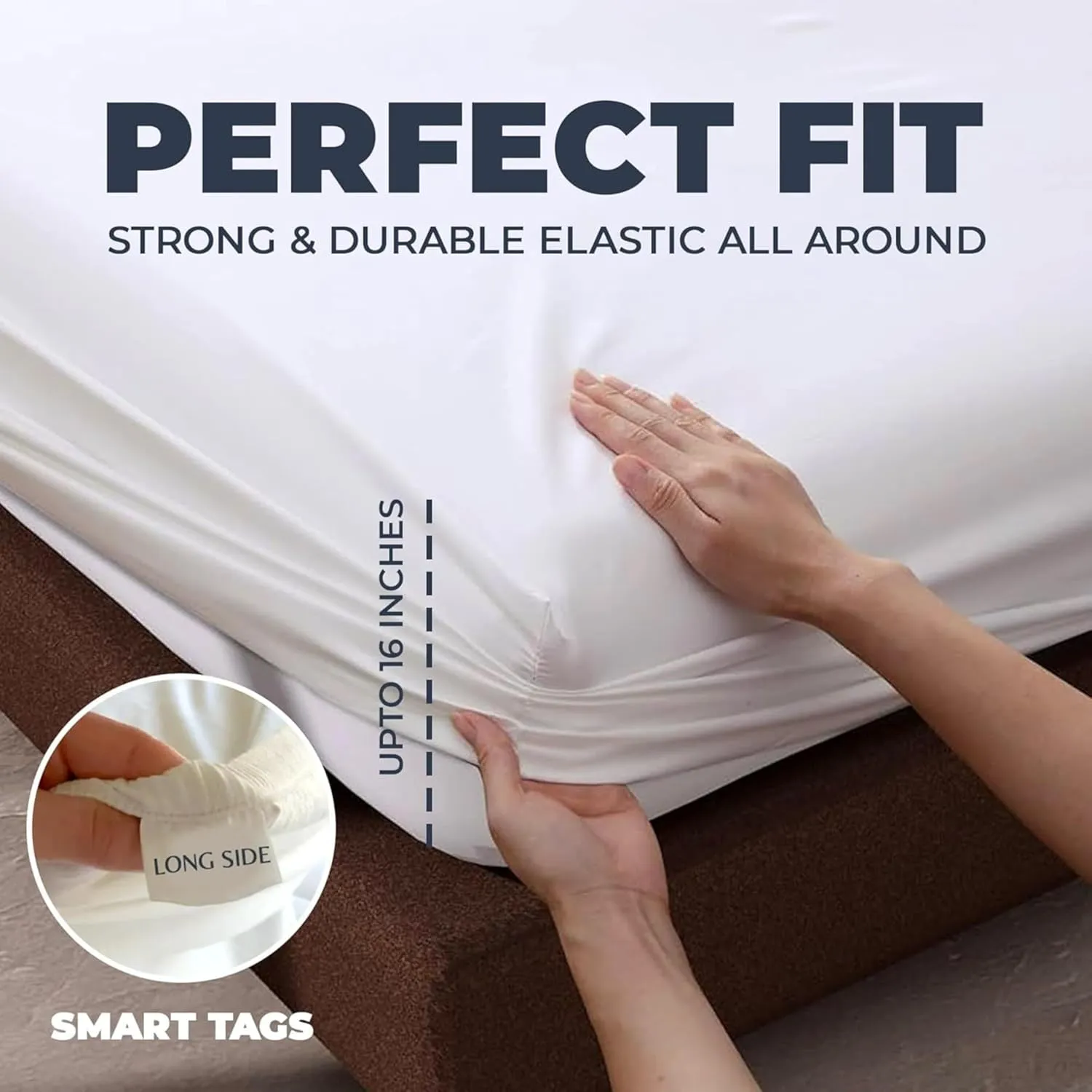 100% Organic Cotton Sheets Cal King - Luxurious 415 Thread Count, Oeko-Tex Certified, Silky Soft Sateen Weave, Hemstitched Pillowcases, Fitted Sheet with Deep Pockets, Double-Elastic & Corner Straps