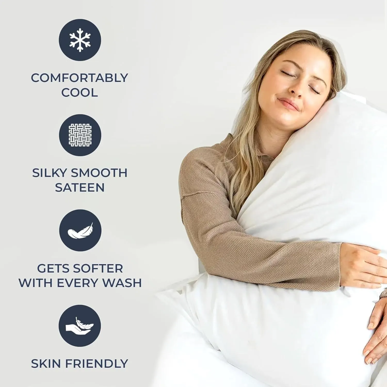 100% Organic Cotton Sheets Cal King - Luxurious 415 Thread Count, Oeko-Tex Certified, Silky Soft Sateen Weave, Hemstitched Pillowcases, Fitted Sheet with Deep Pockets, Double-Elastic & Corner Straps