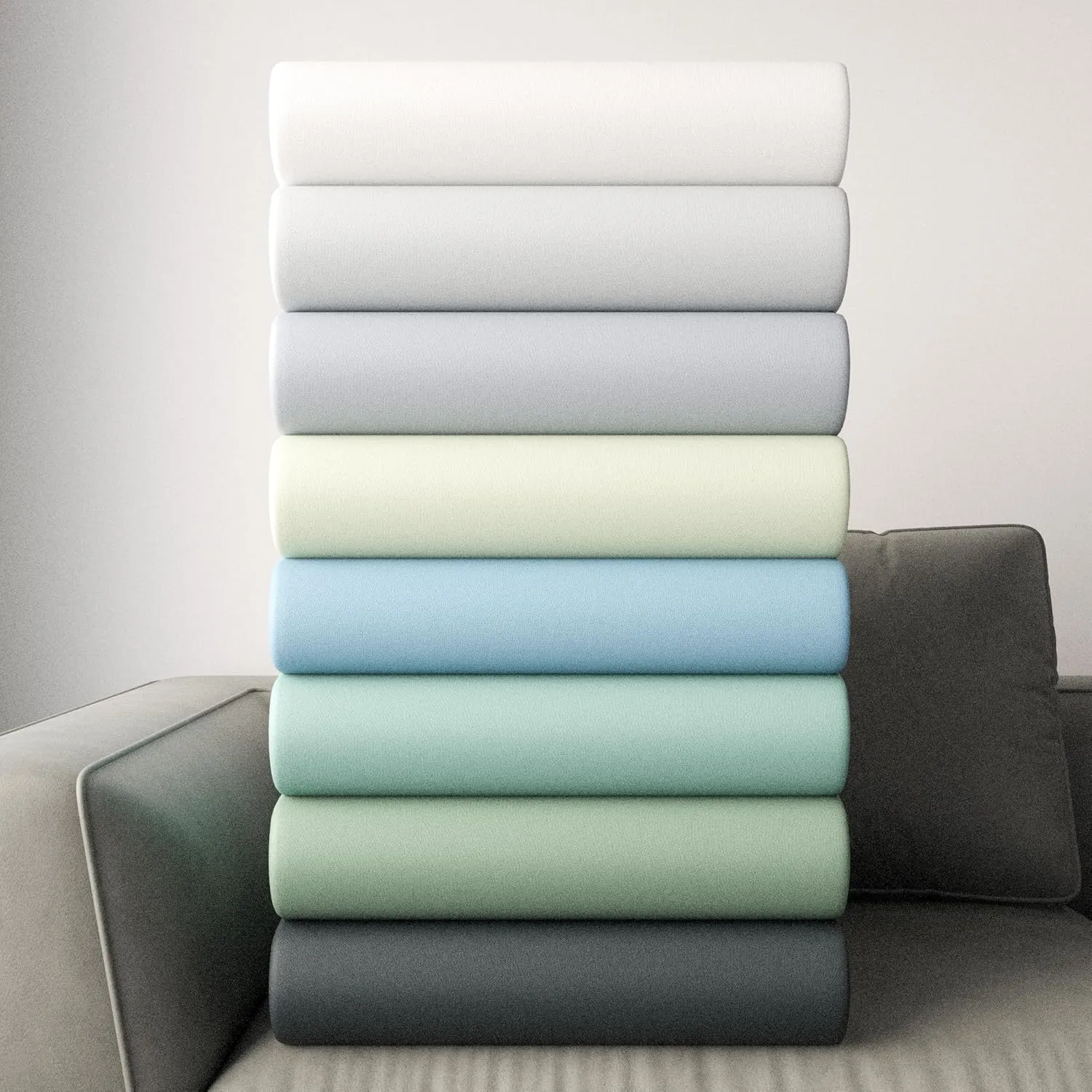 1200 Thread Count Cotton Rich Full Bluish Gray Sheets Set, Ultra Soft & Silky Luxury Sateen Bed Sheet, Moisture Wicking & Wrinkle Resistant (1 Flat Sheet, 1 Fitted Sheet & 2 Pillowcases)