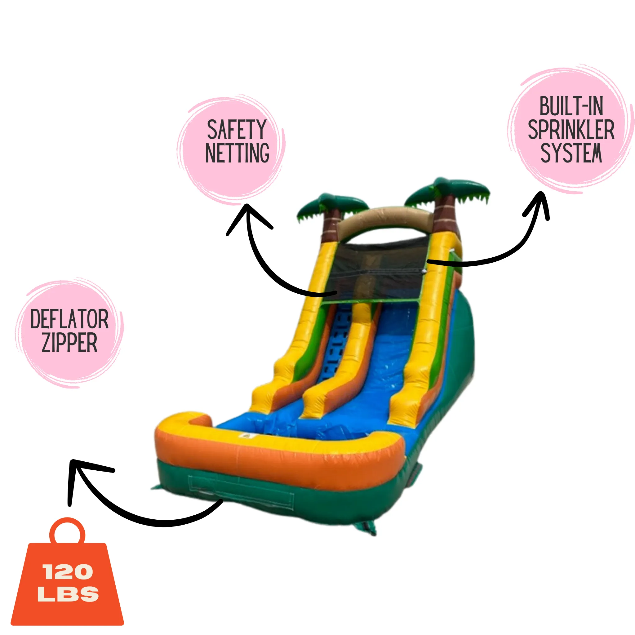 13' Lightweight Palm Tree Water Slide