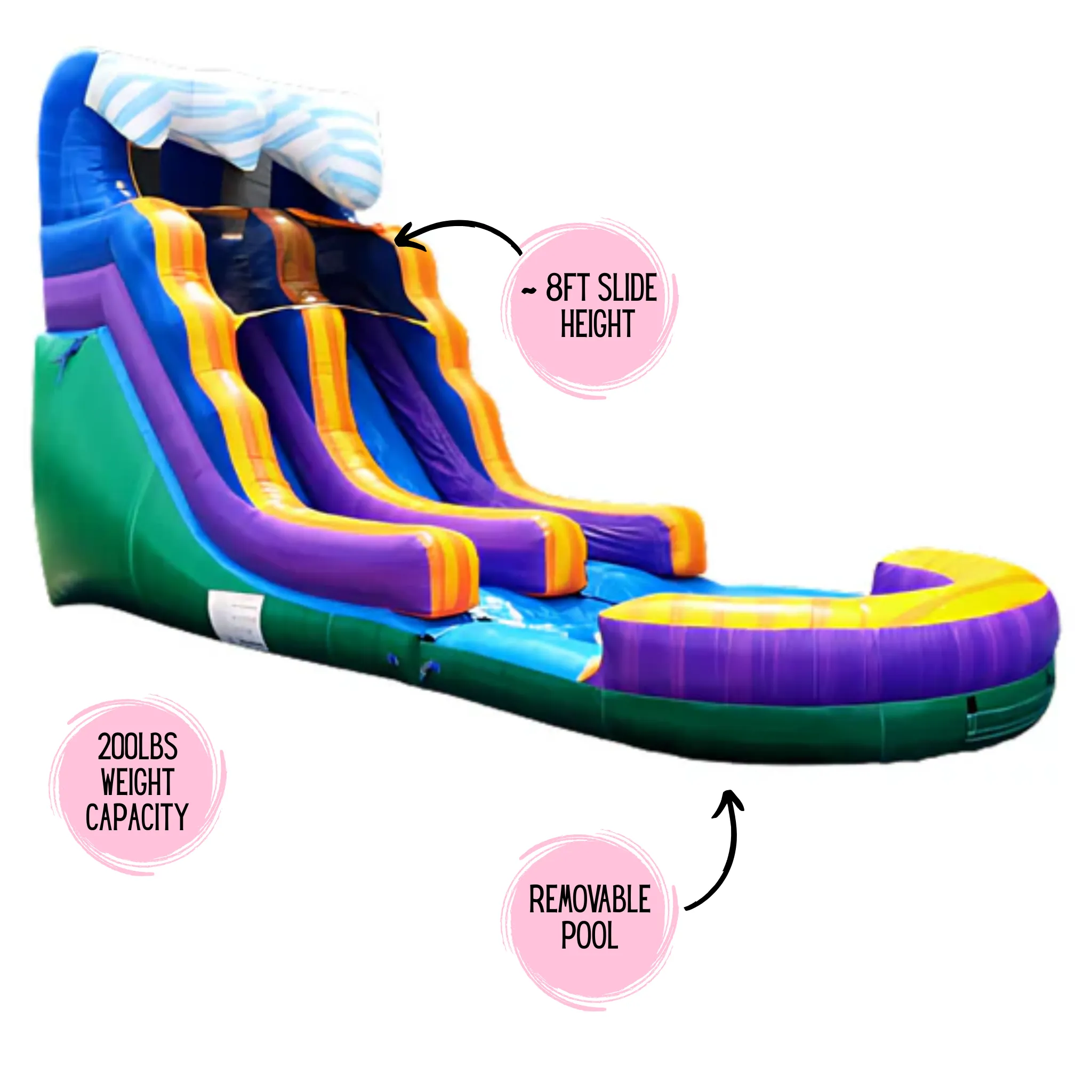 15' Lightweight Caribbean Wave Waterslide