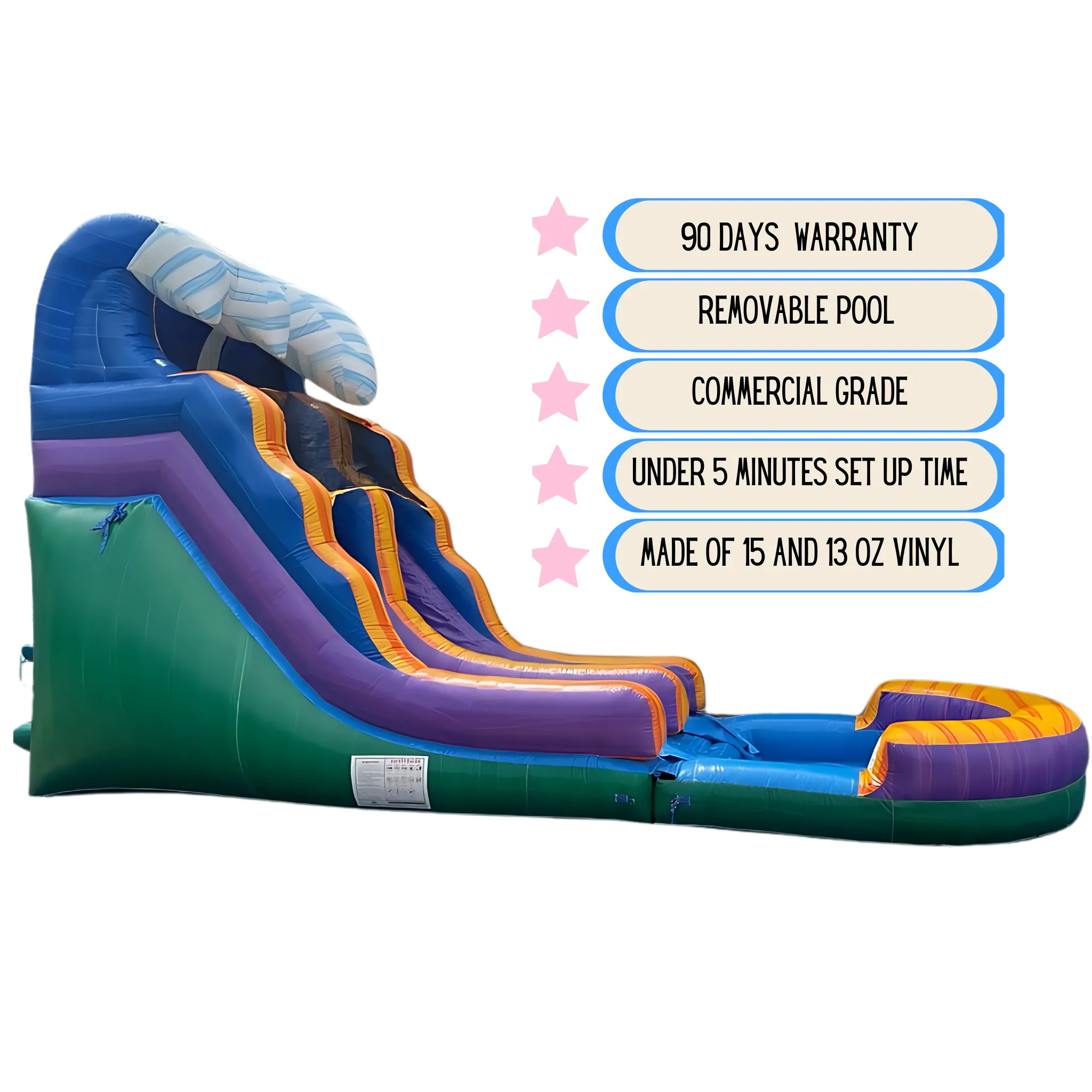 15' Lightweight Caribbean Wave Waterslide