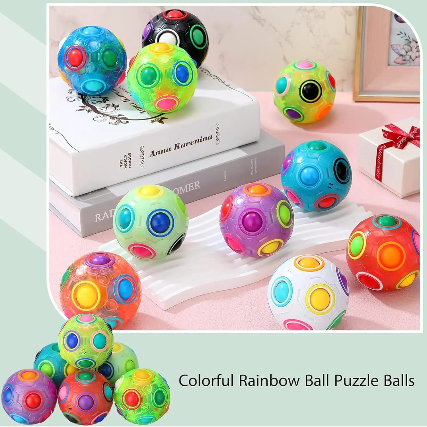 20 Pcs Rainbow Puzzle Magical Fidget Ball Toys Stress Reliever for Teens and Adults, Boys and Girls, Birthday Christmas Stocking Stuffers Toy