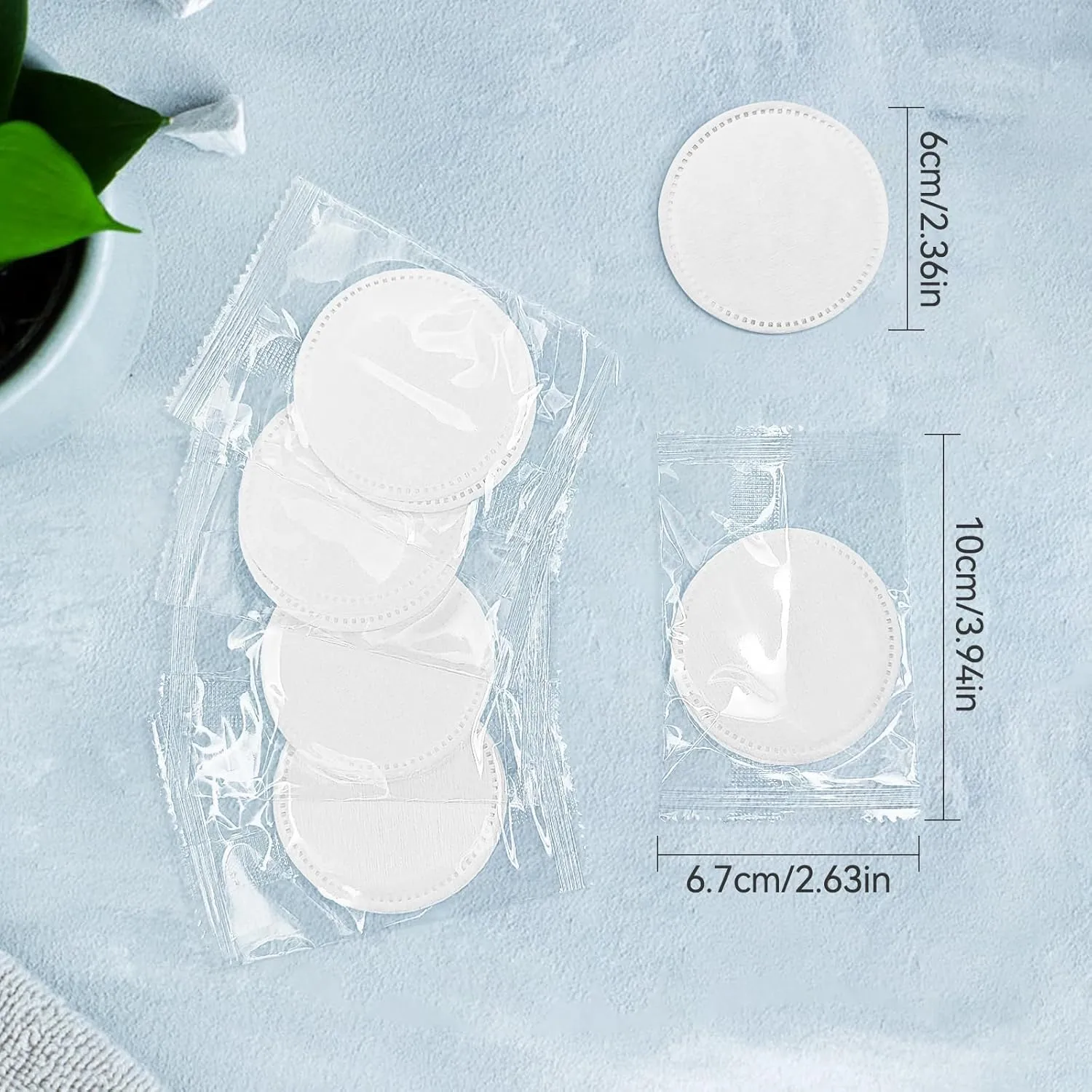 (2Pcs Pad/Set) Kheoxusa Individually Wrapped Cotton,Individually Wrapped Cotton Pads,Individually Wrapped Cotton Rounds,Cotton Pads for Face Individual Wrap Hotel Personal Care Kit (2.3", 500, Count)