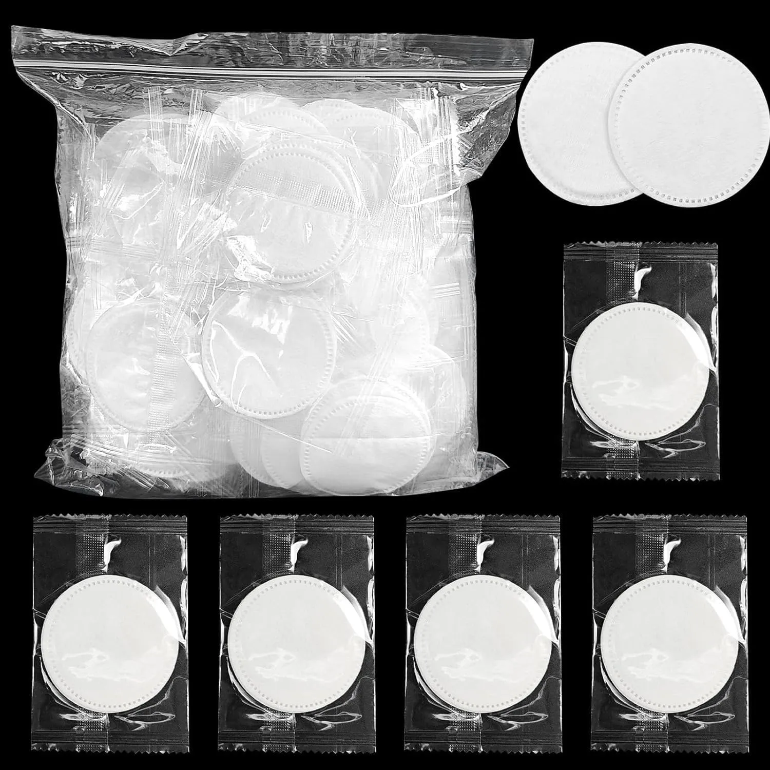 (2Pcs Pad/Set) Kheoxusa Individually Wrapped Cotton,Individually Wrapped Cotton Pads,Individually Wrapped Cotton Rounds,Cotton Pads for Face Individual Wrap Hotel Personal Care Kit (2.3", 500, Count)