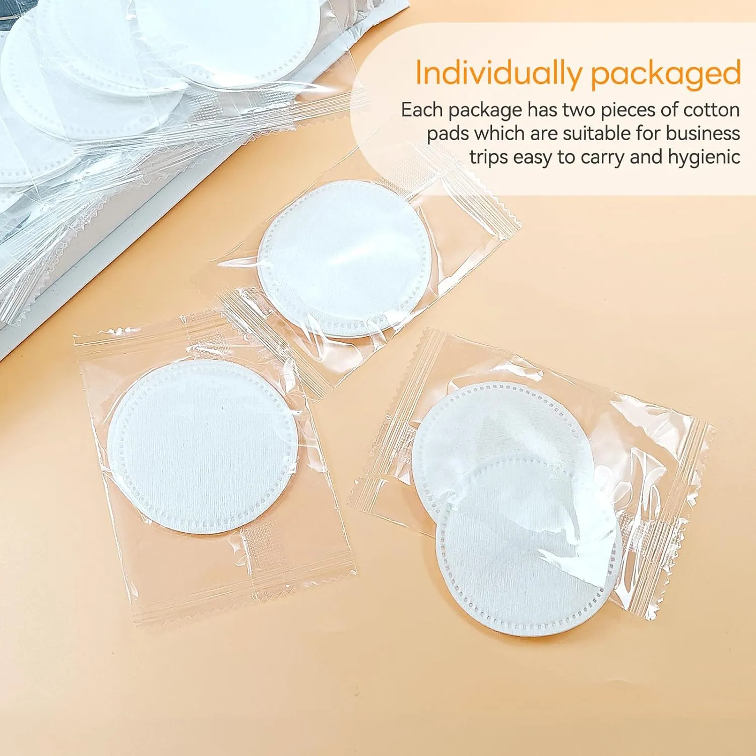 (2Pcs Pad/Set) Kheoxusa Individually Wrapped Cotton,Individually Wrapped Cotton Pads,Individually Wrapped Cotton Rounds,Cotton Pads for Face Individual Wrap Hotel Personal Care Kit (2.3", 500, Count)