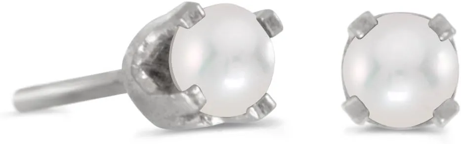 3 mm Petite Freshwater Cultured Pearl Stud Earrings in 14k White Gold