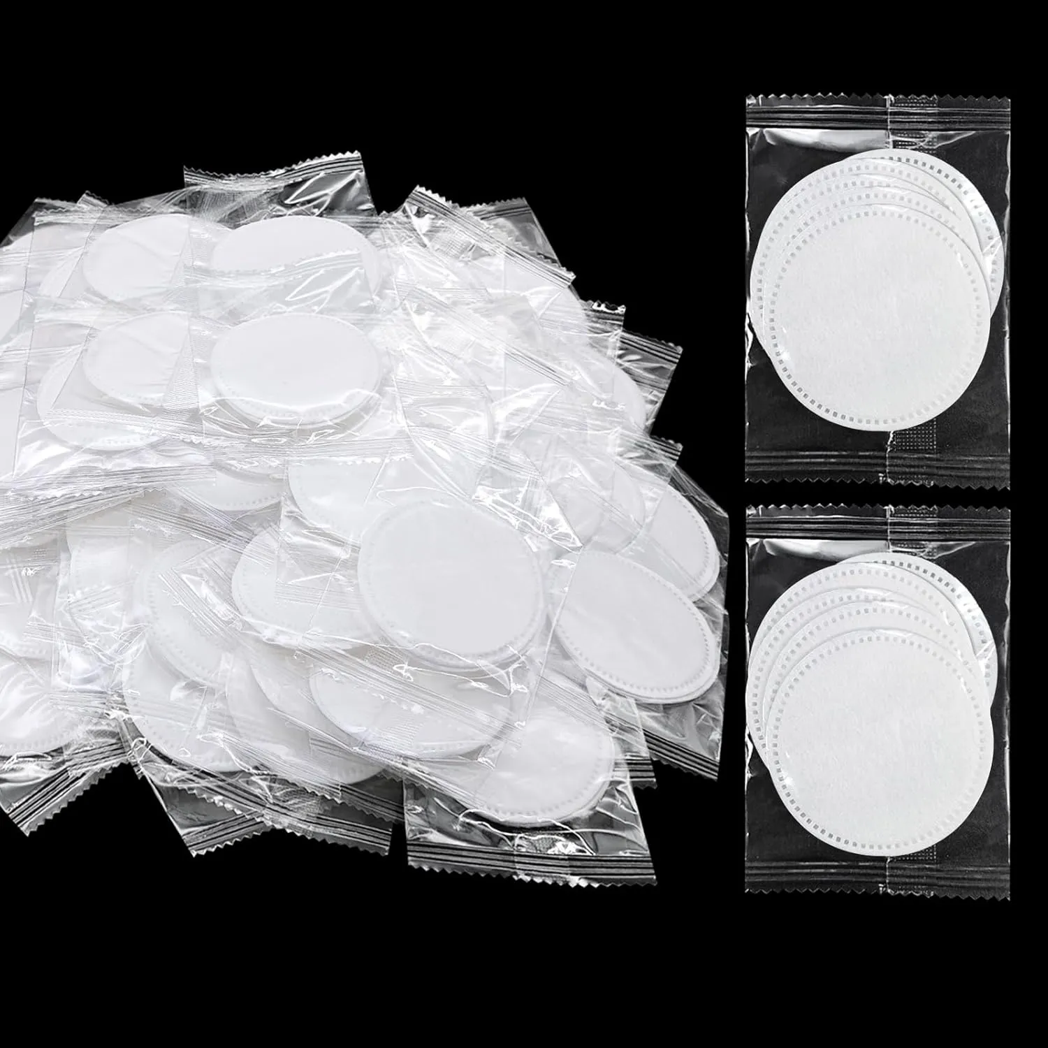 (5Pcs Pad/Set) Kheoxusa Individually Wrapped Cotton,Individually Wrapped Cotton Pads,Individually Wrapped Cotton Rounds,Cotton Pads for Face Individual Wrap Hotel Personal Care Kit (2.3", 100, Count)