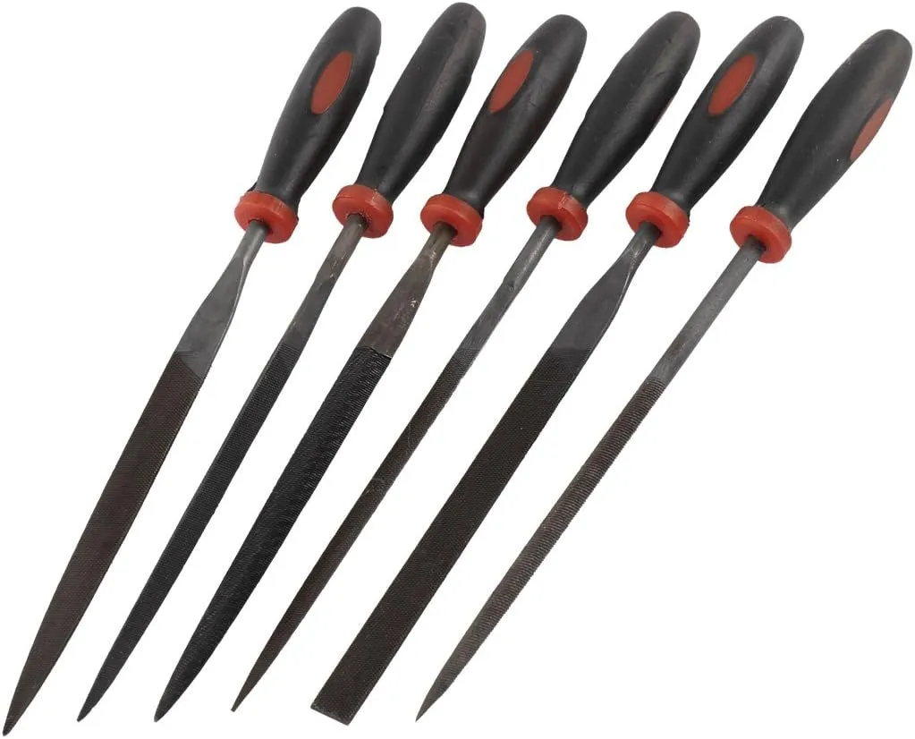 6 Pcs Plastic Handle Watchmaker Repair Tool Round Flat Rasp File