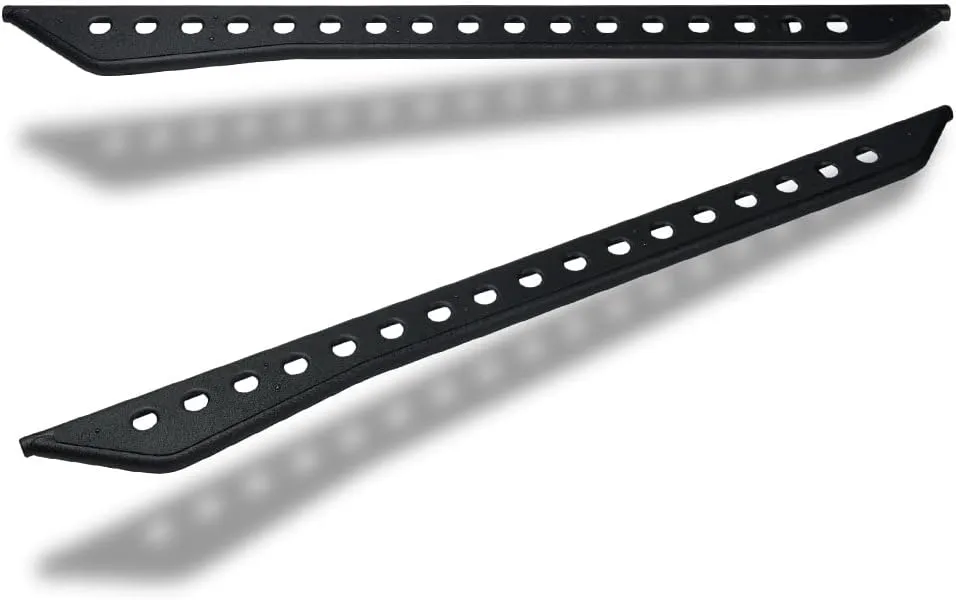 7422439778788 Compatible with 2019-2023 Ford Ranger Super Crew (Crew) Cab Textured Black Round Pattern Rock Slider Rocker Style Side Step Rail Nerf Bars
