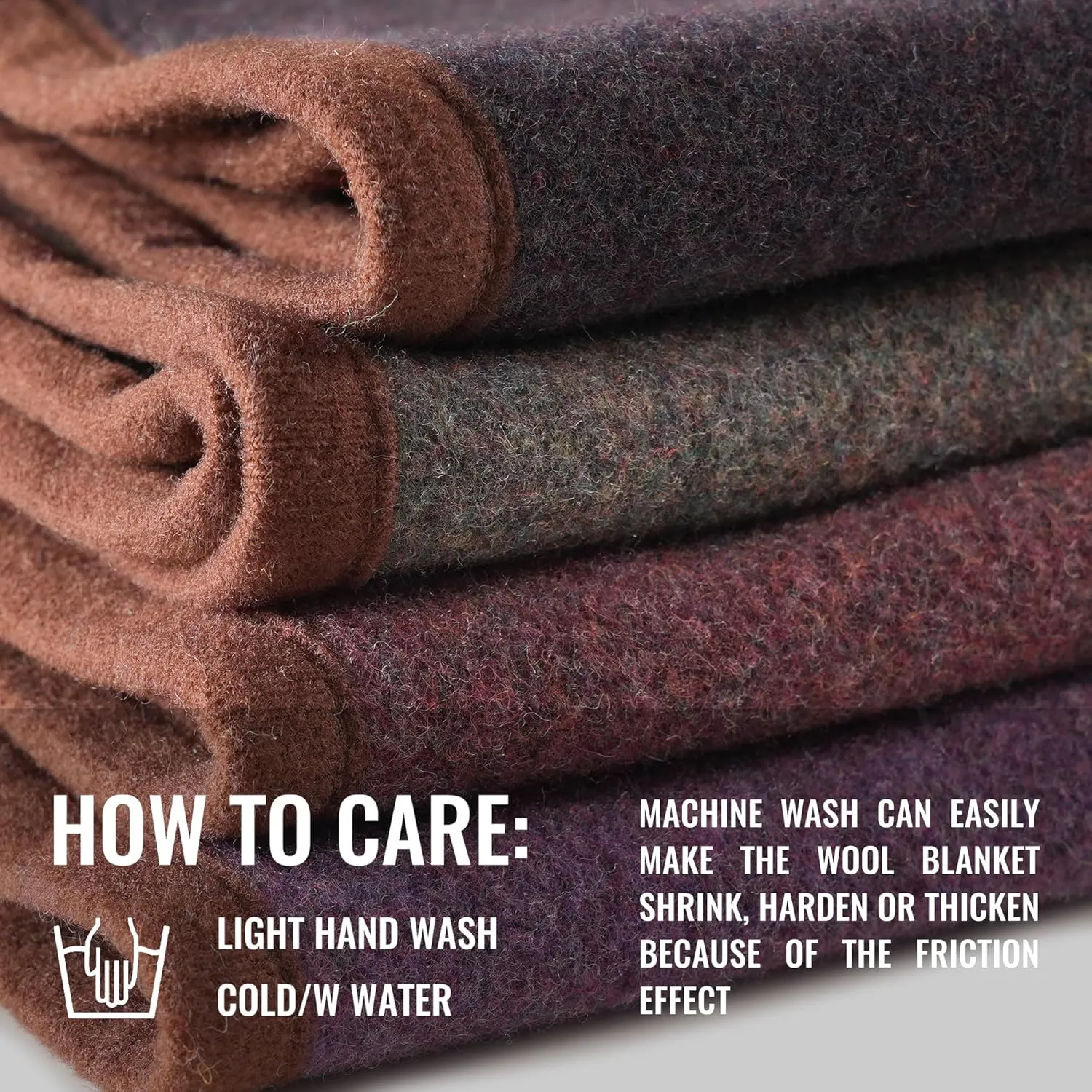 ACUSHLA 80% Merino Wool Camp Blanket - Soft Warm Thick Blanket Throw for Bed Couch Outdoor Camping Travel Car Sleeping Patio Porch, 59"x79" Brown