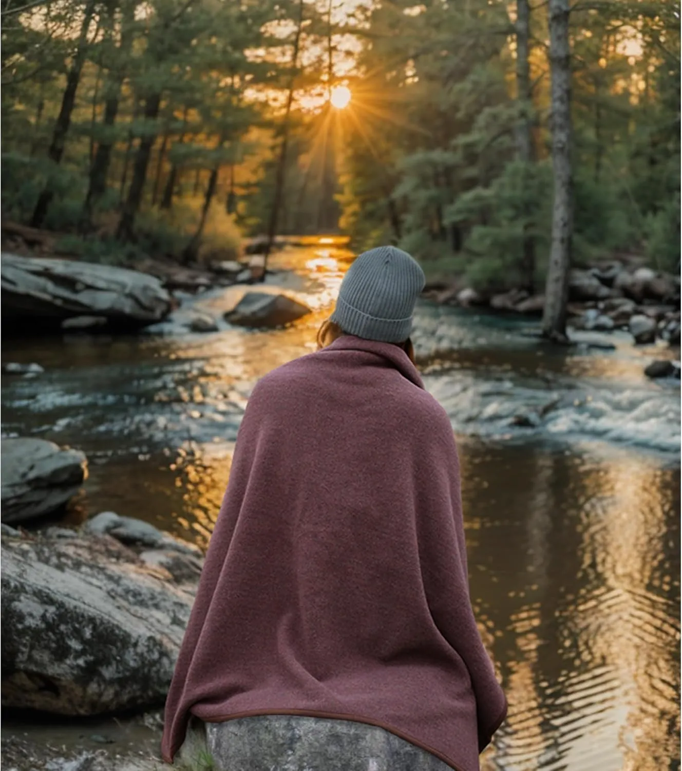 ACUSHLA 80% Merino Wool Camp Blanket - Soft Warm Thick Blanket Throw for Bed Couch Outdoor Camping Travel Car Sleeping Patio Porch, 59"x79" Brown