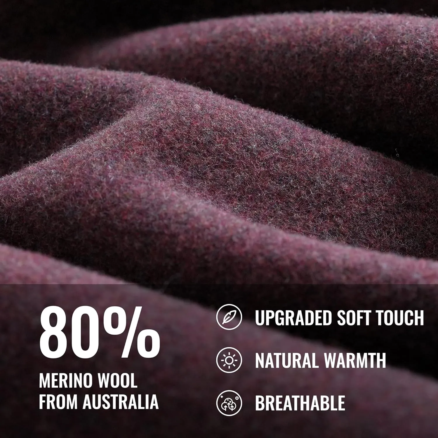 ACUSHLA 80% Merino Wool Camp Blanket - Soft Warm Thick Blanket Throw for Bed Couch Outdoor Camping Travel Car Sleeping Patio Porch, 59"x79" Brown