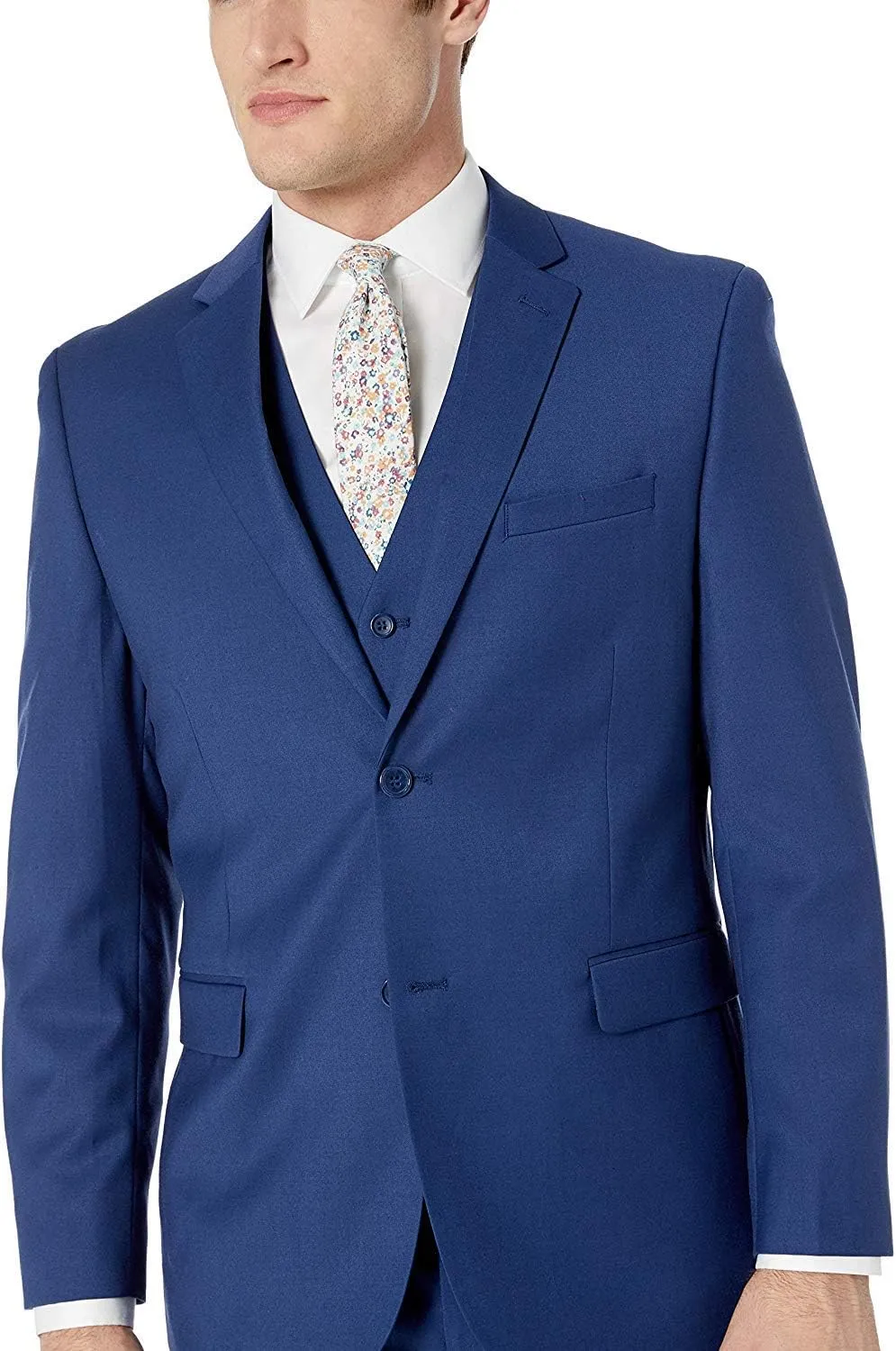 Adam Baker Men's Classic Fit 3-Piece (Jacket, Vets, Trousers) Vested Suit Set - Many Sizes & Colors Available