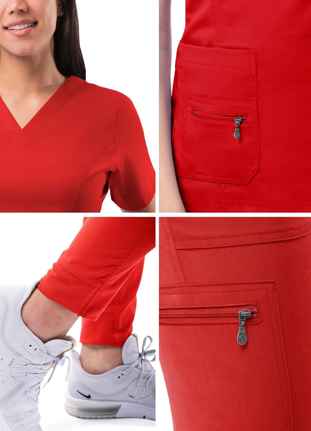Adar Pro Flawless Plus Scrub Set for Women - Elevated V-Neck Top & Jogger Scrub Pants