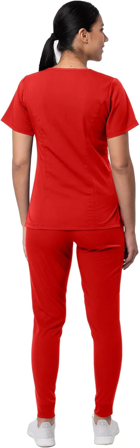 Adar Pro Flawless Plus Scrub Set for Women - Elevated V-Neck Top & Jogger Scrub Pants