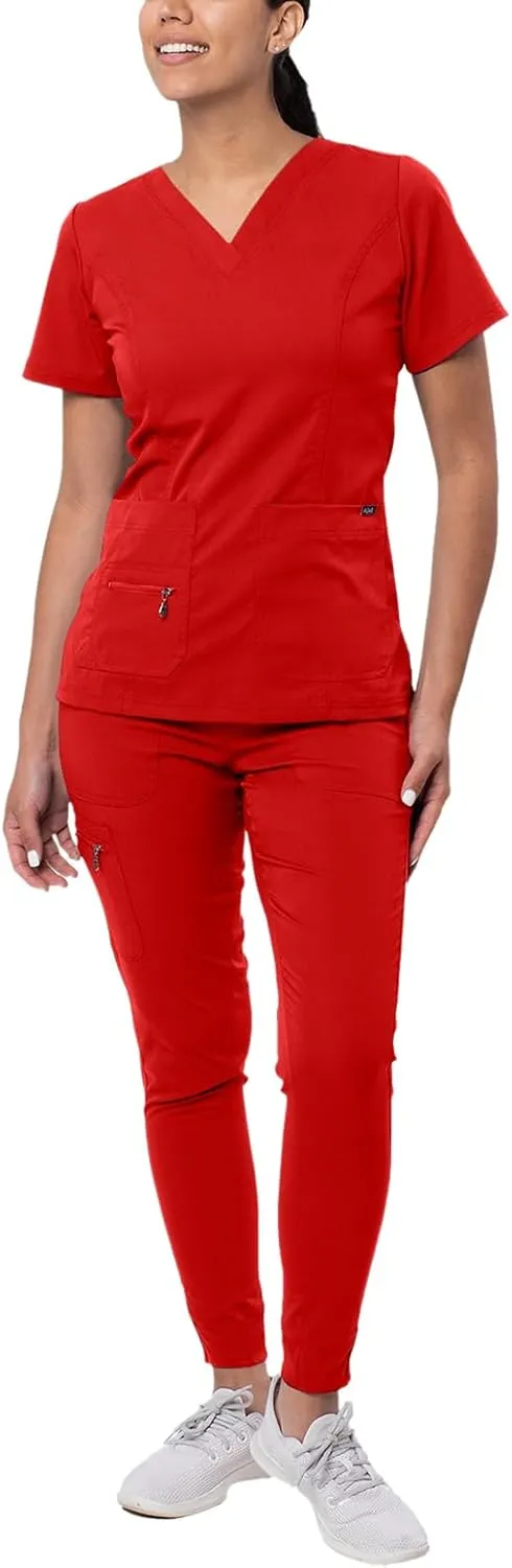 Adar Pro Flawless Plus Scrub Set for Women - Elevated V-Neck Top & Jogger Scrub Pants
