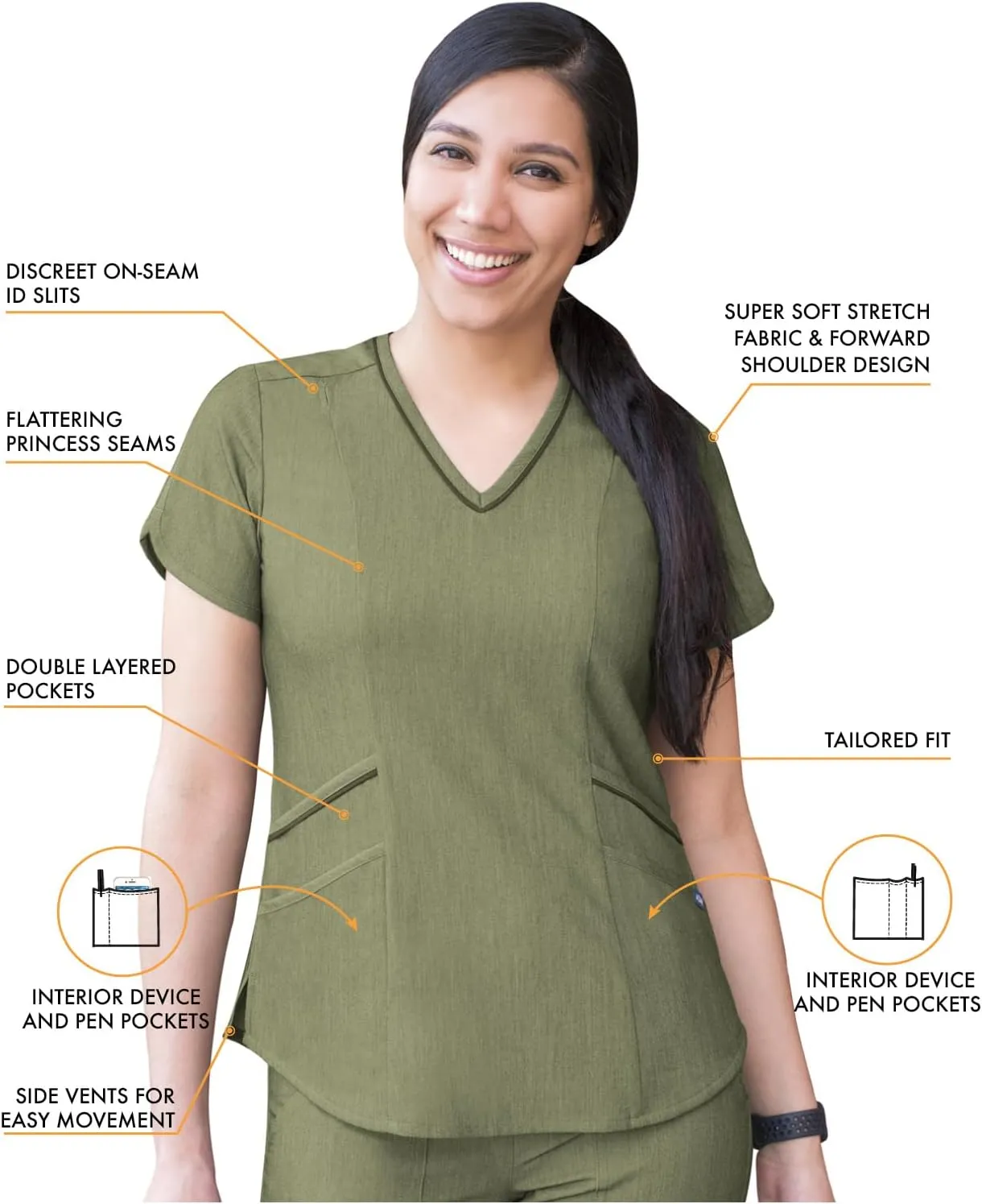 Adar Pro Modern Athletic Scrub Set For Women - Modern V-Neck Scrub Top & Yoga Jogger Scrub Pants