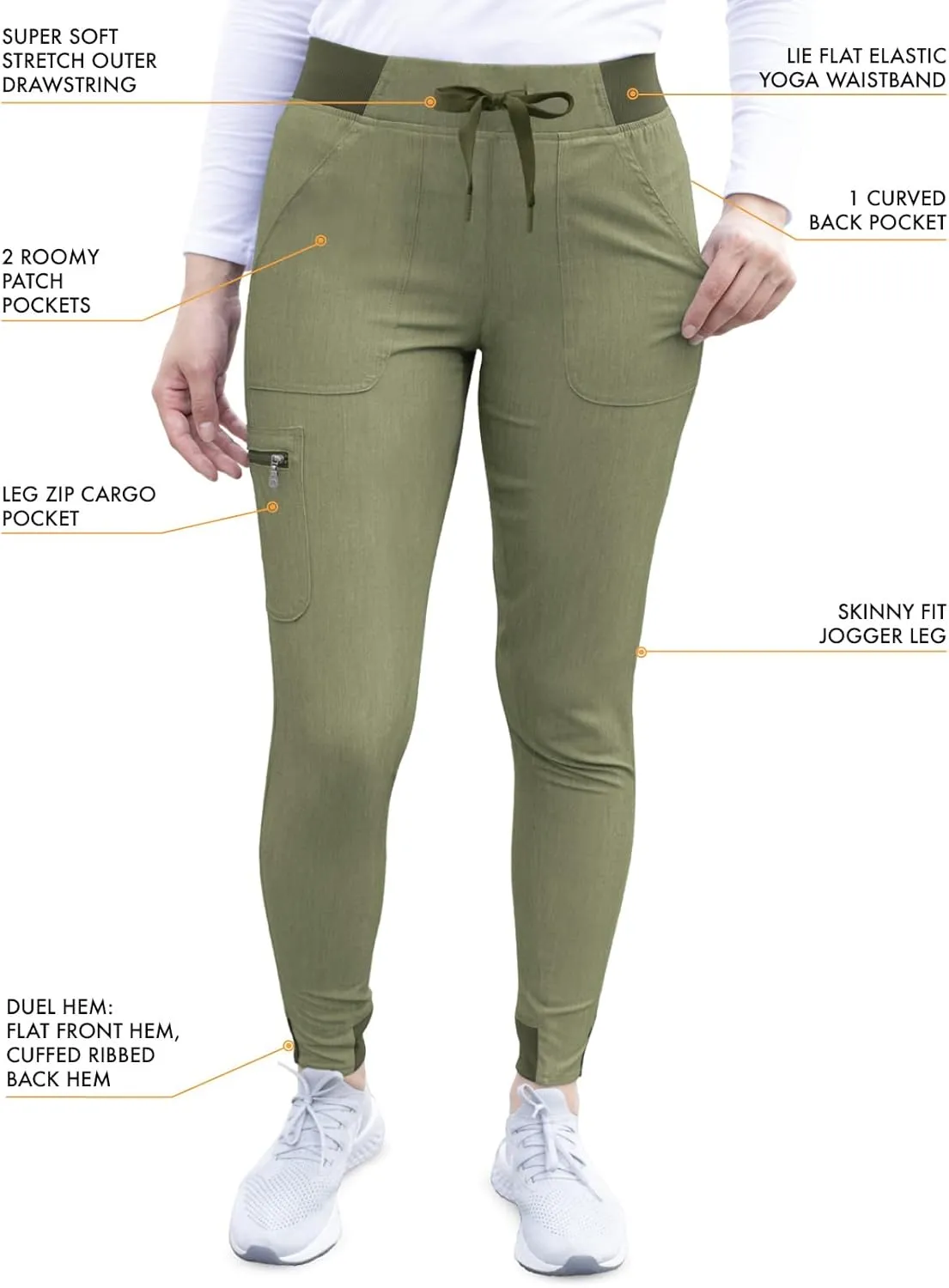 Adar Pro Modern Athletic Scrub Set For Women - Modern V-Neck Scrub Top & Yoga Jogger Scrub Pants