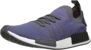 adidas Originals Men's NMD_R1 STLT Primeknit Running Shoe, Hi-Res Blue/Black/Chalk Coral, 7.5