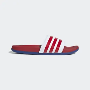 Adidas Unisex Adilette Comfort Slides - Cloud White / Scarlet / Royal Blue