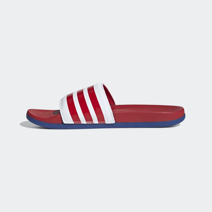 Adidas Unisex Adilette Comfort Slides - Cloud White / Scarlet / Royal Blue