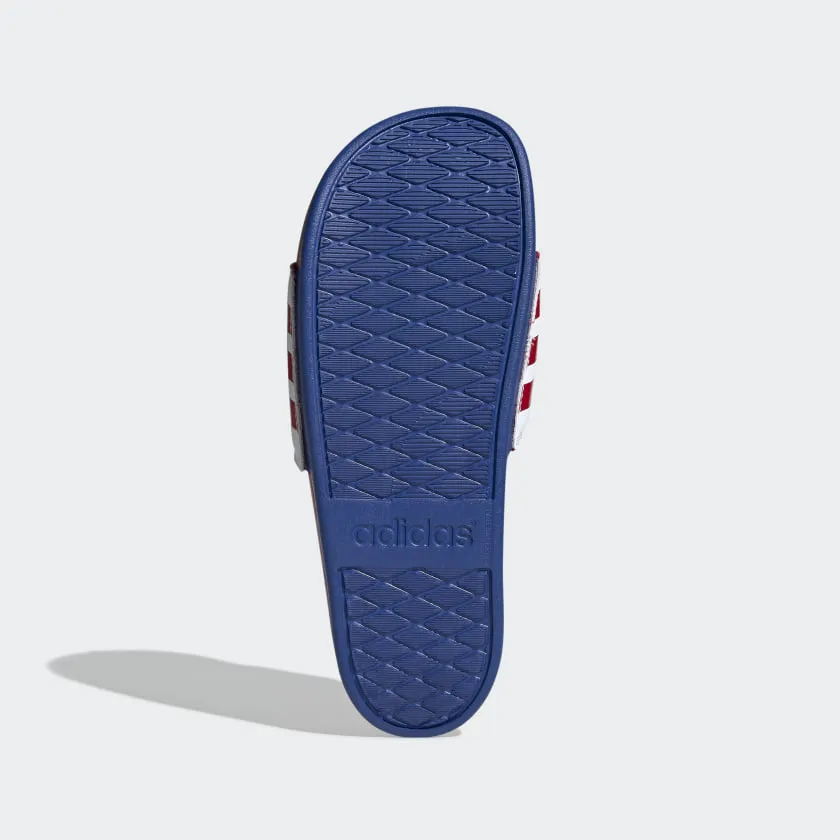 Adidas Unisex Adilette Comfort Slides - Cloud White / Scarlet / Royal Blue