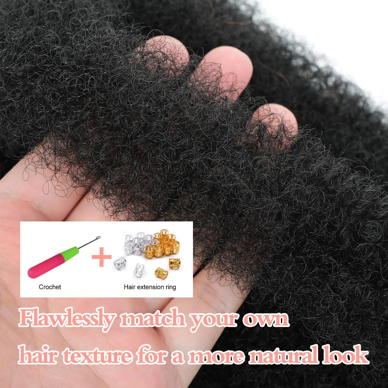 Afro Kinkys Bulk Hair for Dreadlock Extensions 3 Bundles 90g Micro Twist Repair Locs Braiding Crochet Hair Synthetic Afro Kinky Curly Braiding Hair for Black Women and Man (T30#, 14inch)