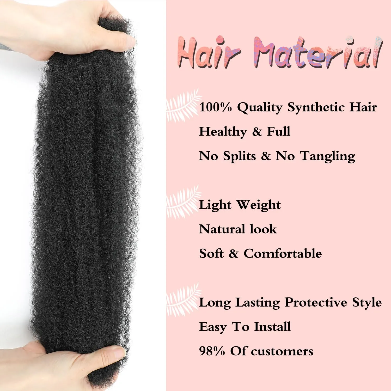 Afro Kinkys Bulk Hair for Dreadlock Extensions 3 Bundles 90g Micro Twist Repair Locs Braiding Crochet Hair Synthetic Afro Kinky Curly Braiding Hair for Black Women and Man (T30#, 14inch)