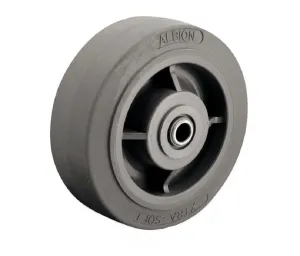 Albion XS0420112 4" X-tra Soft Rubber Caster Wheel, 1-1/4" Wide Flat Non-Marking Tread, Roller Bearing, 350 lb. Capacity