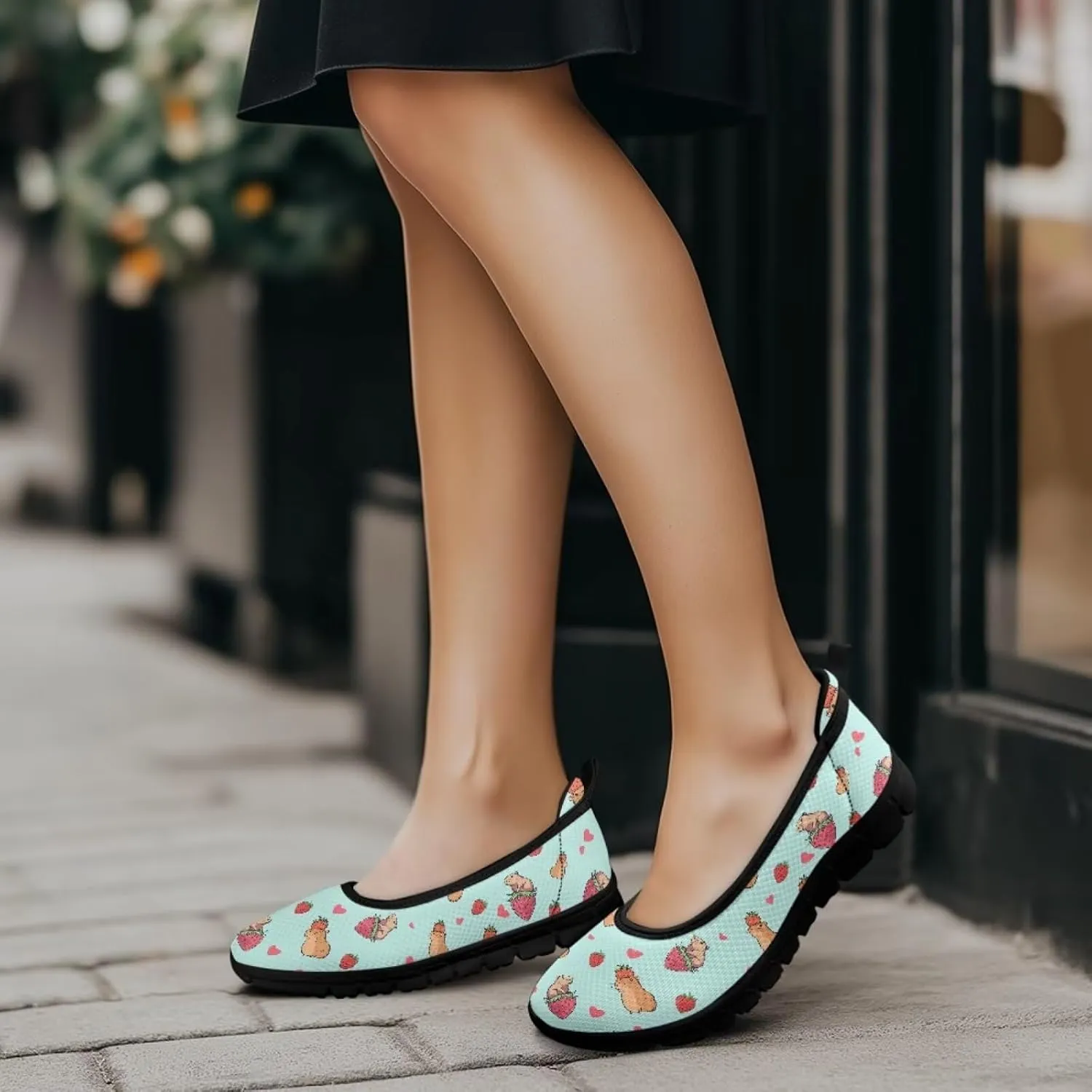 Animal Print Shoes for Women Slip On Loafer Flats Mesh Comfortable Ballet Shoes for Nurses Walking and Work Casual Style