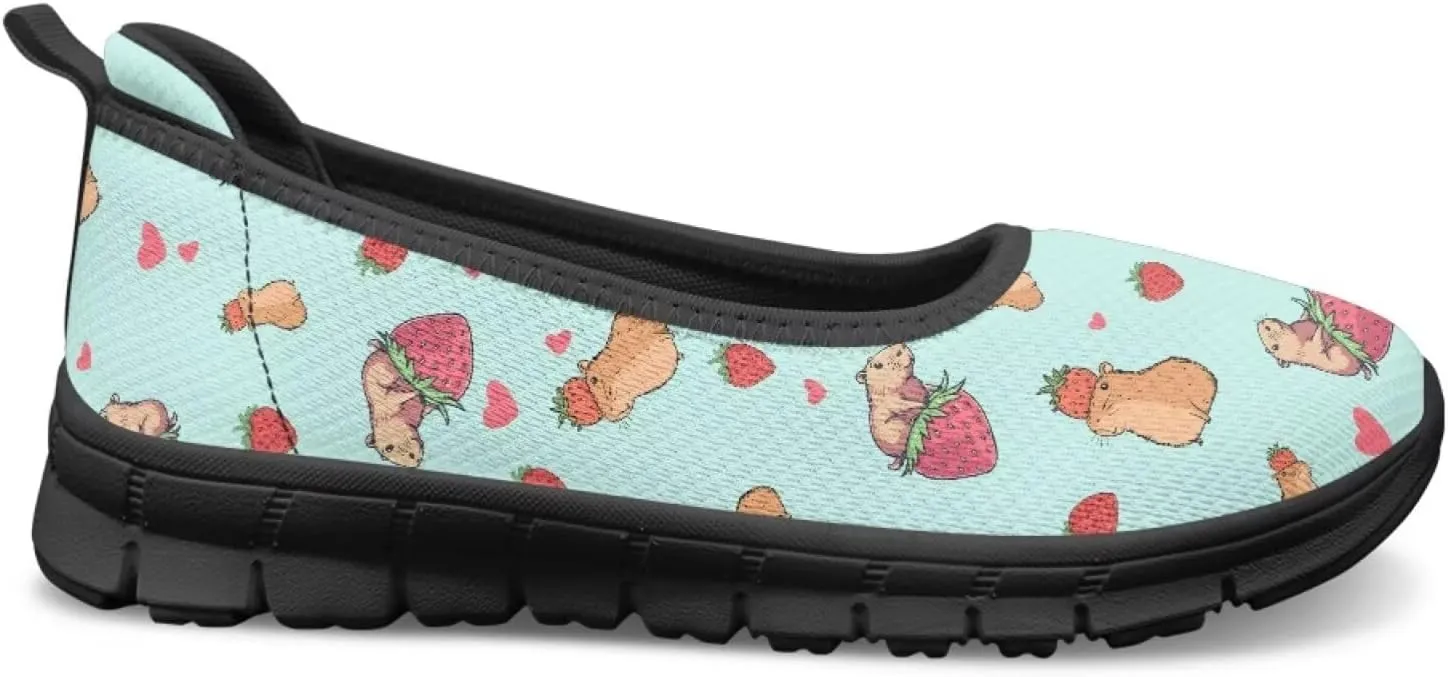 Animal Print Shoes for Women Slip On Loafer Flats Mesh Comfortable Ballet Shoes for Nurses Walking and Work Casual Style