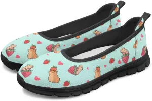 Animal Print Shoes for Women Slip On Loafer Flats Mesh Comfortable Ballet Shoes for Nurses Walking and Work Casual Style