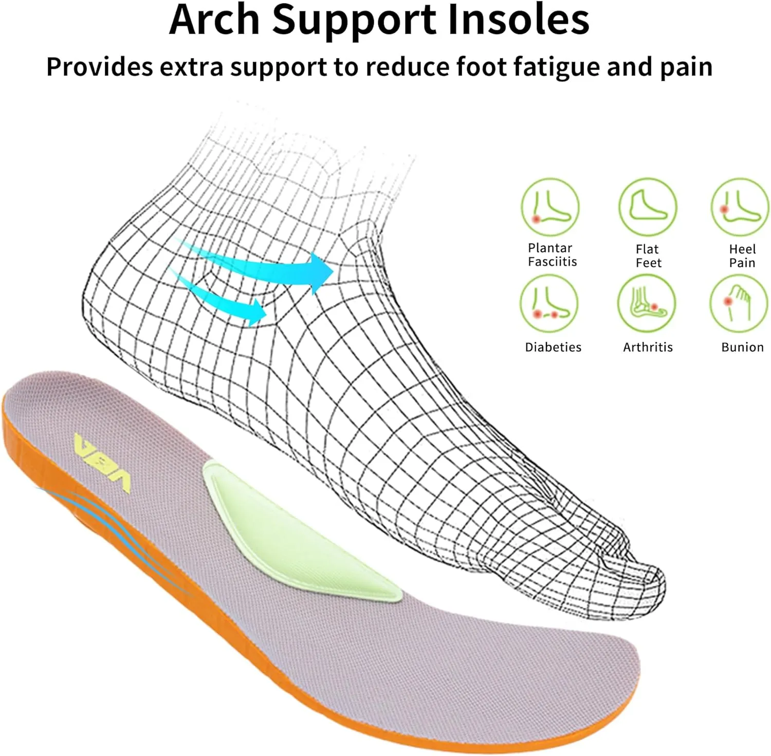 AOV Wide Toe Box Shoes Women Arch Support Walking Shoes Plantar Fasciitis Orthotic Tennis Sneakers