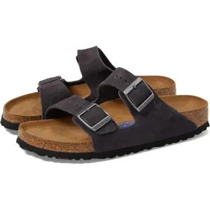 Arizona Soft Footbed Velvet Grey Suede Slide Sandals