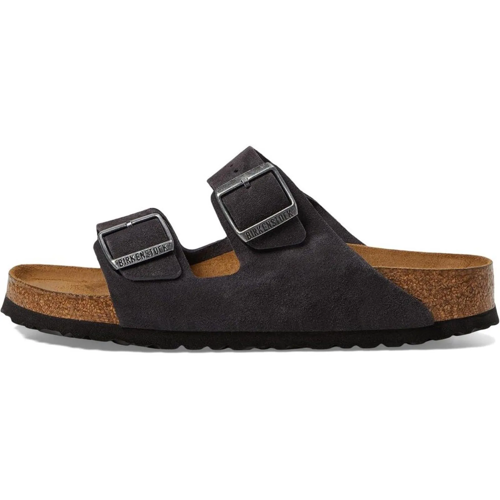 Arizona Soft Footbed Velvet Grey Suede Slide Sandals