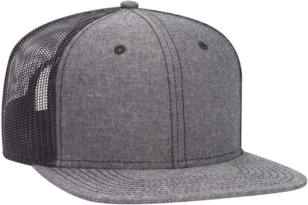 Ashen Fane 6 Panel Mid Profile Mesh Back Structured Trucker Adjustable Snapback Hat