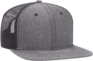 Ashen Fane 6 Panel Mid Profile Mesh Back Structured Trucker Adjustable Snapback Hat