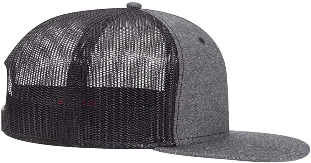 Ashen Fane 6 Panel Mid Profile Mesh Back Structured Trucker Adjustable Snapback Hat