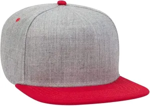 Ashen Fane Heather Wool Blend 5 Panel Snapback Flat Bill Two Tone Hat