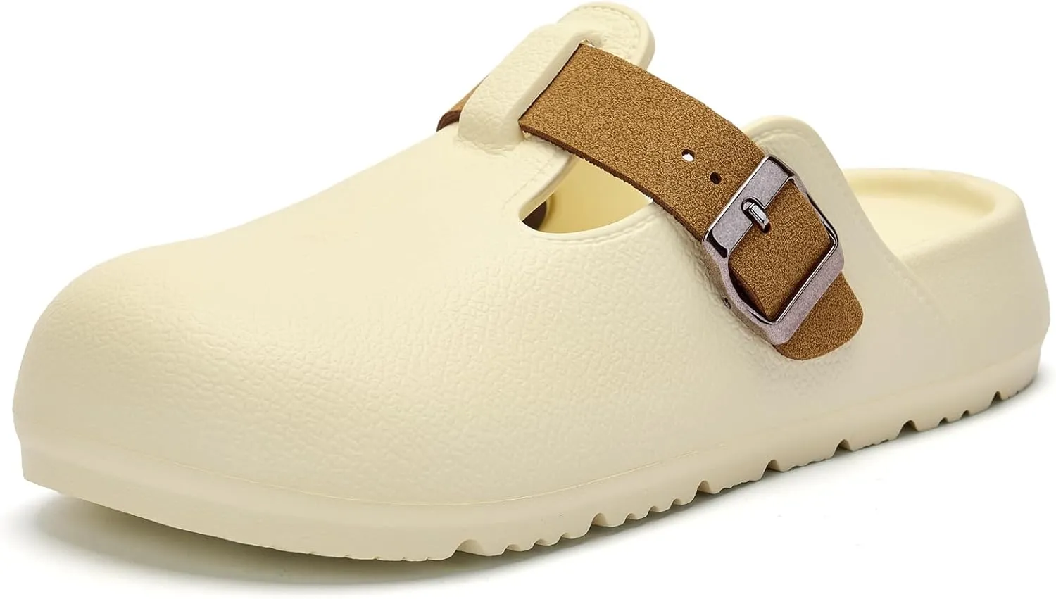 Axcone Womens Clogs Soft Footbed Mules Non-Slip Garden Work Shoes Double Buckle Adjustable EVA Flat Sandals