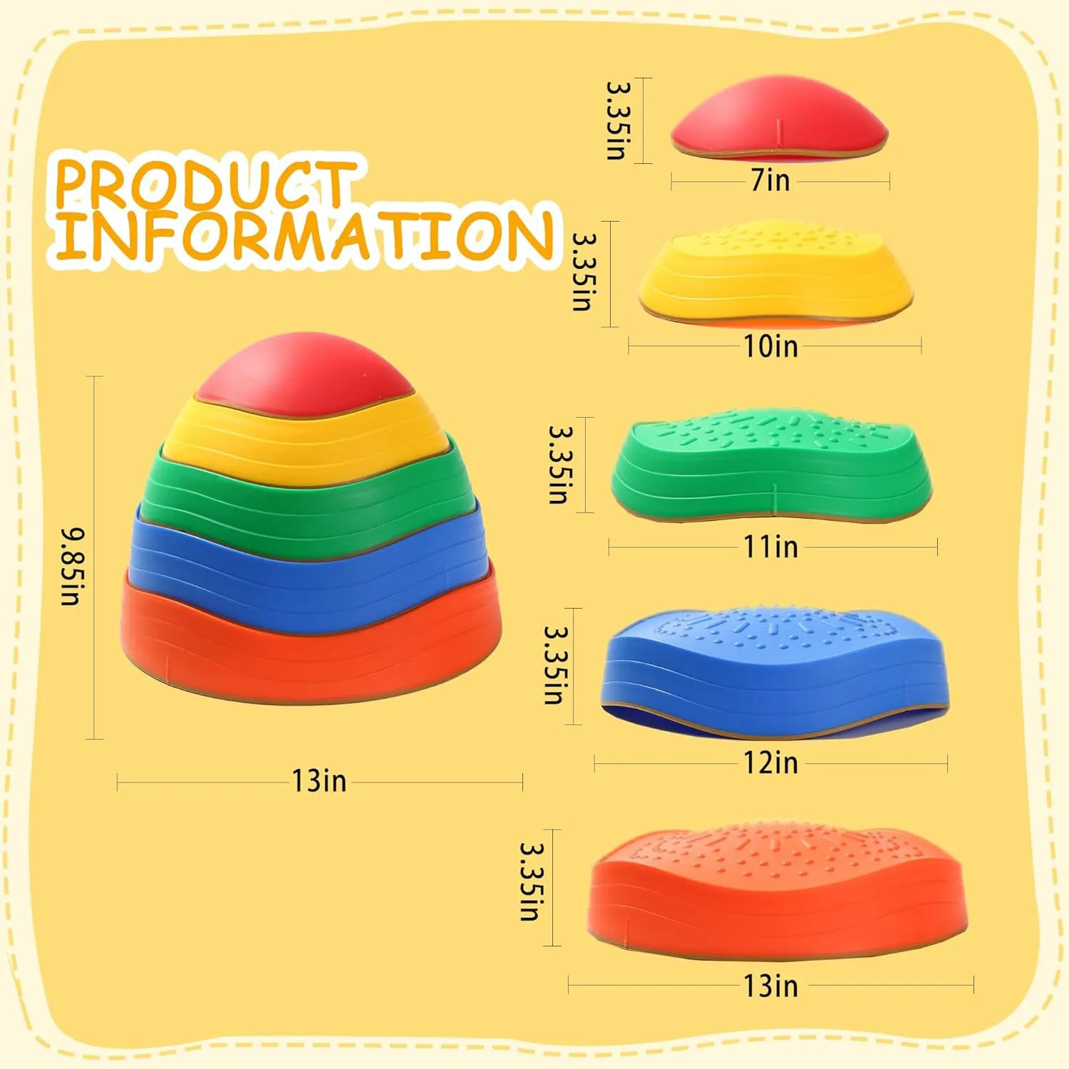 Balance Stepping Stones for Kids 5pcs Non-Slip River Stones Obstacle Course Play Indoor and Outdoor Coordination Game Sensory Toys Toddler Ages 3 4 5 6 7 8  (Original)
