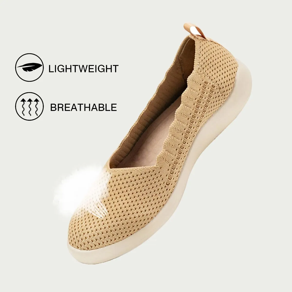 Bealin Womens Flats Round Toe Ballet Shoes Slip on Walking Shoes Comfort Dress Knit Low Wedge