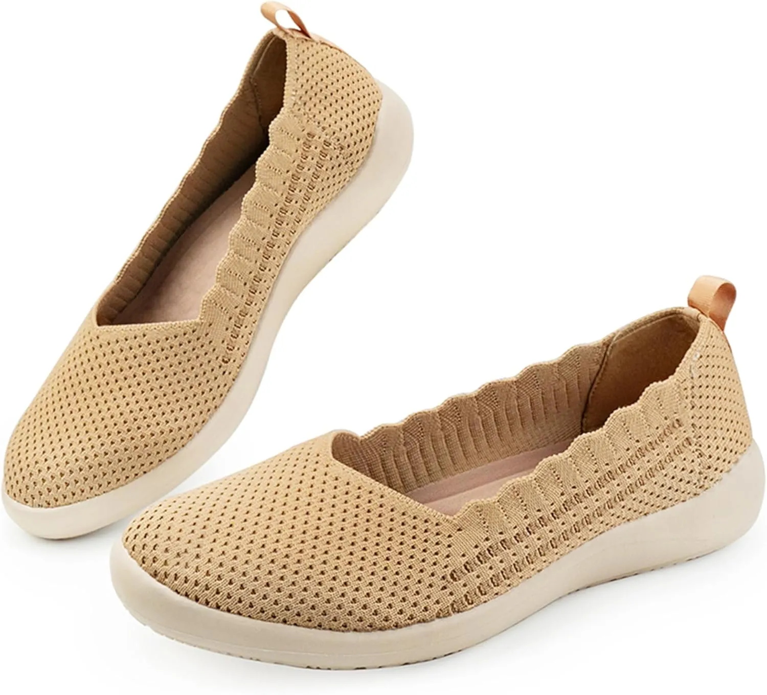 Bealin Womens Flats Round Toe Ballet Shoes Slip on Walking Shoes Comfort Dress Knit Low Wedge