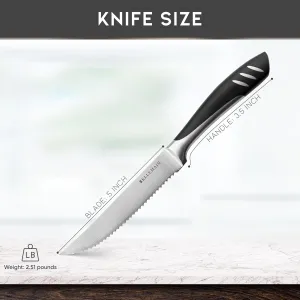 Bellemain Premium Steak Knives Set of 4, Kitchen Knife Sets with Steel Blades for Precise Cutting, Lightweight Steak Knife Set Stainless Steel & Durable, Serrated Steak Knives Dishwasher Safe