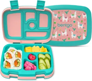 Bentgo Kids Prints Leak-Proof, 5-Compartment Bento-Style Kids Lunch Box - Ideal Portion Sizes for Ages 3-7, Durable, Drop-Proof, Dishwasher Safe, & Made with BPA-Free Materials (Llamas)