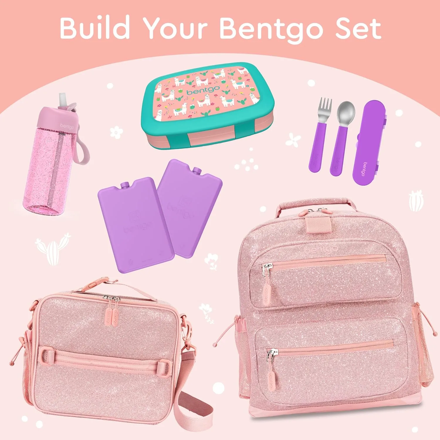 Bentgo Kids Prints Leak-Proof, 5-Compartment Bento-Style Kids Lunch Box - Ideal Portion Sizes for Ages 3-7, Durable, Drop-Proof, Dishwasher Safe, & Made with BPA-Free Materials (Llamas)