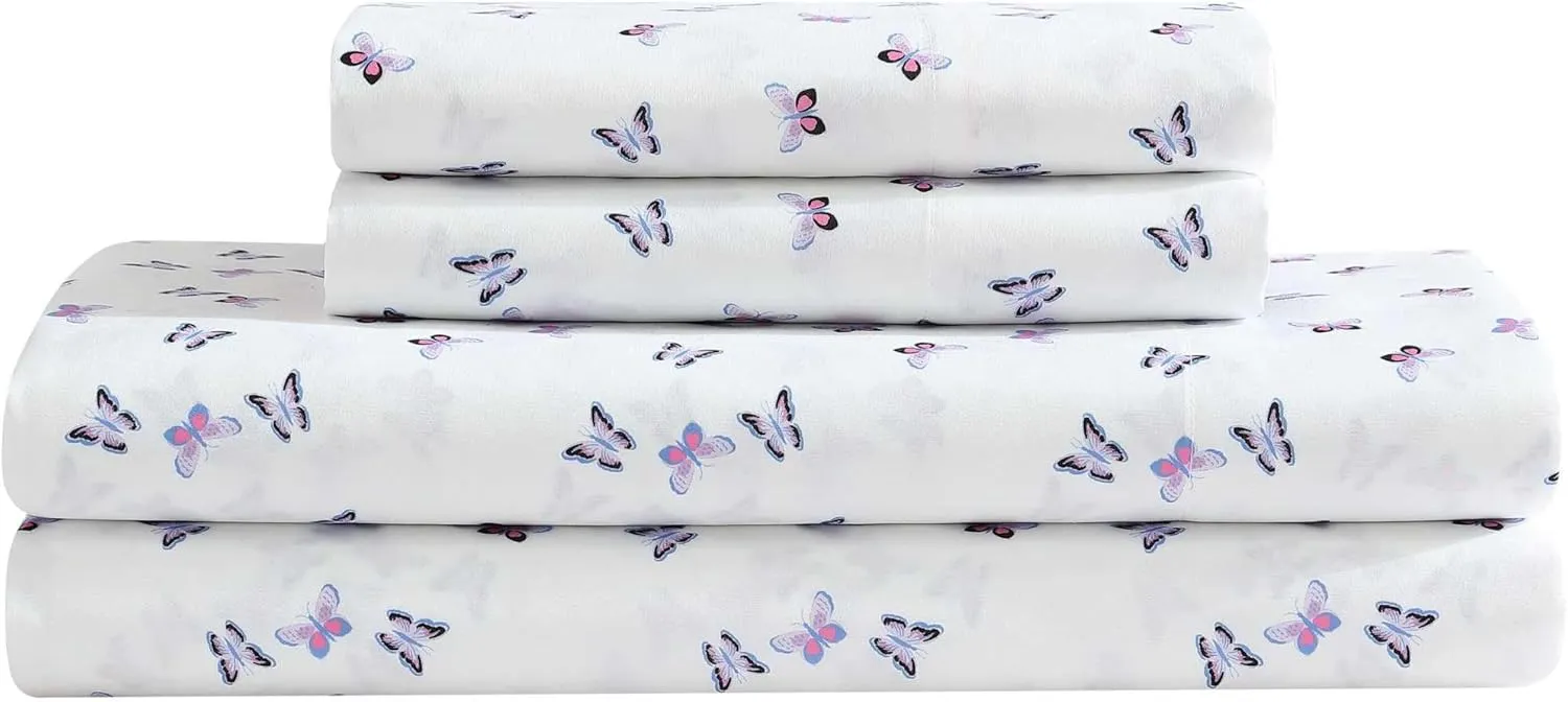 Betsey Johnson - Comforter Set, Super Soft Bedding with Matching Sham & Sheets, Includes Bonus Pillowcase & Reversible Plush Throw (Ombre Purple, Full)