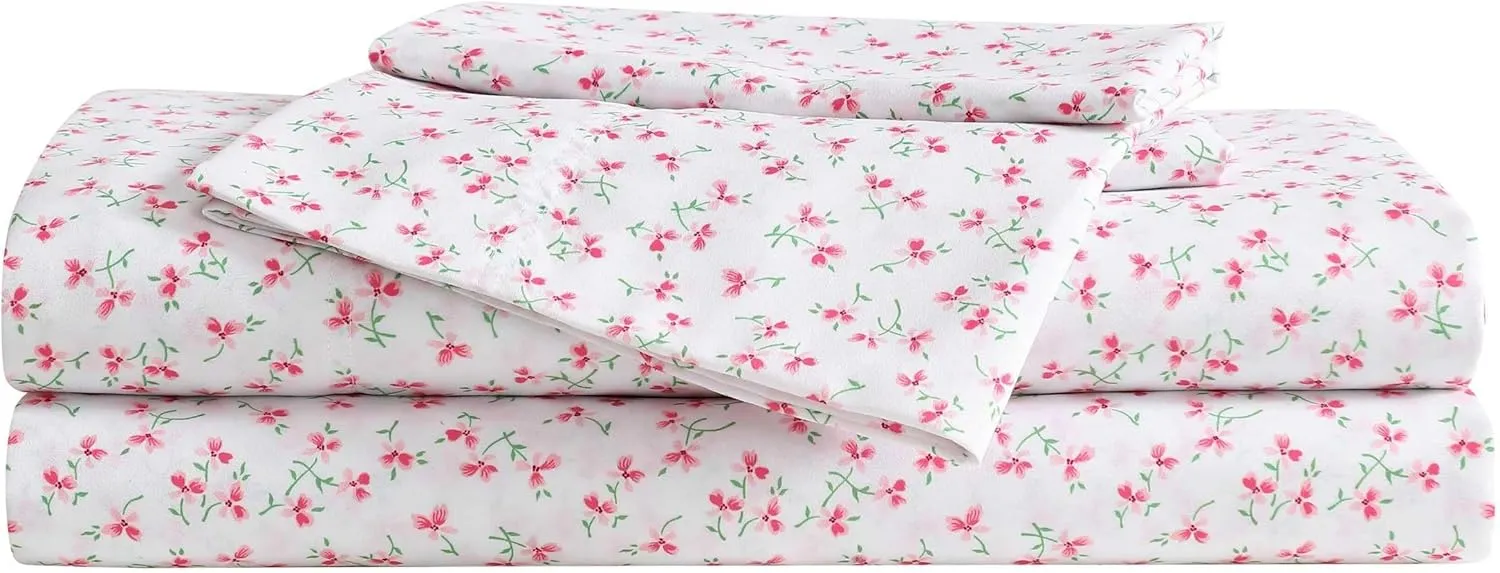 Betsey Johnson - Queen Bed Sheets, Super Soft & Lightweight Bedding with Matching Pillowcases, Fade & Wrinkle Resistant (Ballet Floral Pink, Queen)